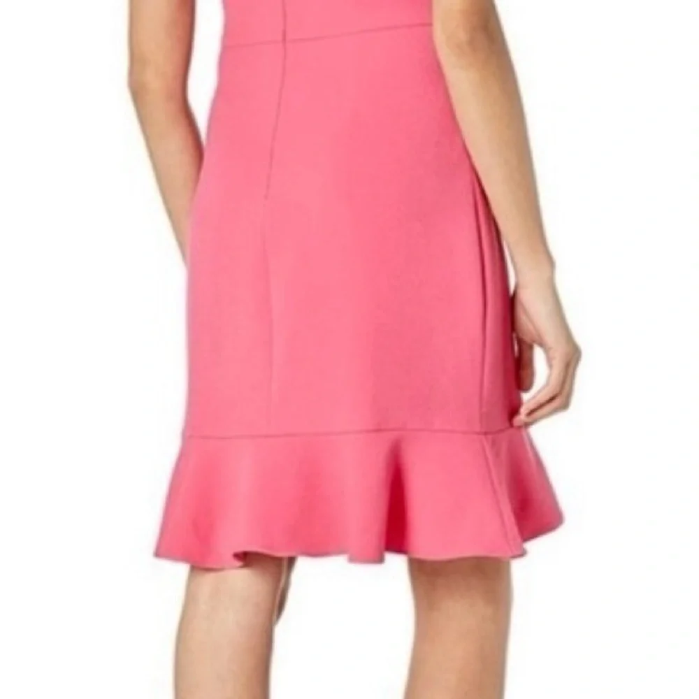 Shoshanna Pink Dress Cascading Ruffle Designer Boutique Career Spring Summer 4 S - Picture 5 of 6